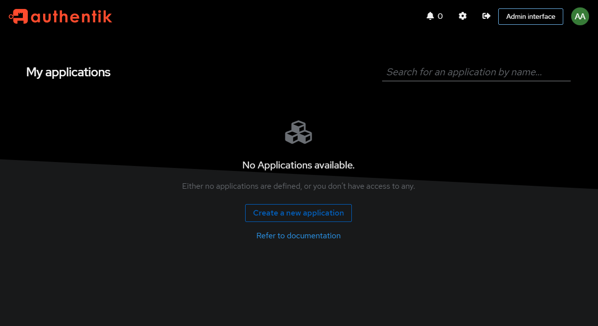 authentik Application Page