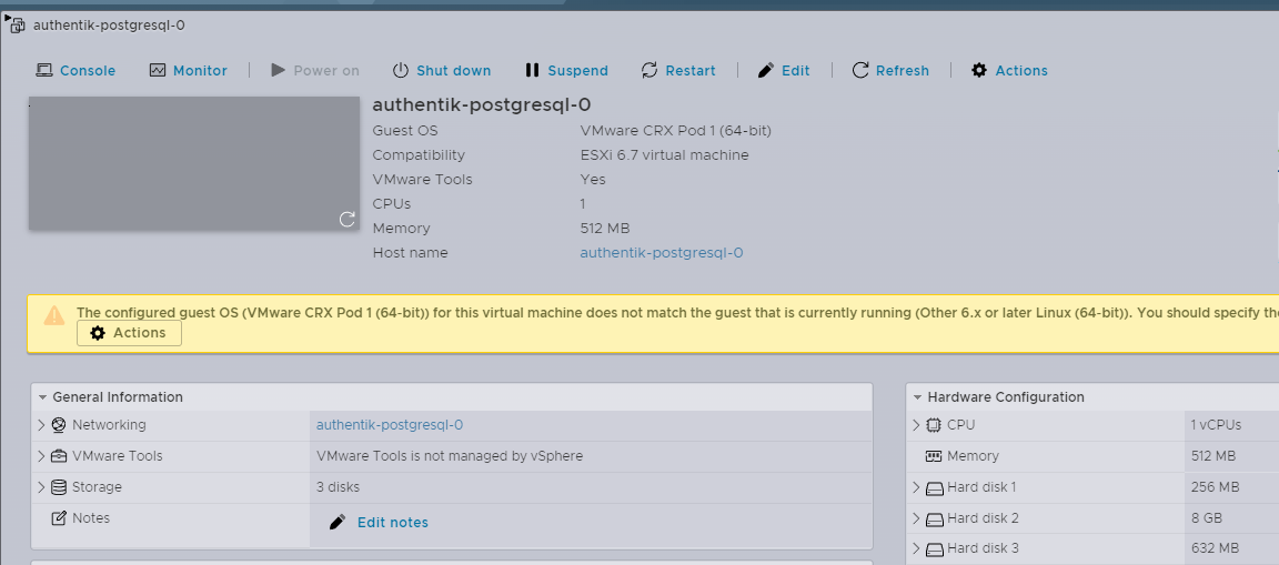 Default vSphere Pod Allocations