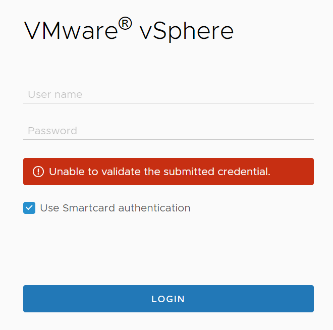 Login error - Unable to validate submitted credential.